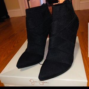 Jessica Simpson Black sexy booties w/back zipper